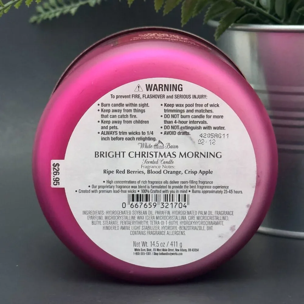 BBW Bright Christmas Morning White Barn Bath & Body Works 3 Wick Candle - Picture 9 of 10